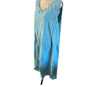 🌿 Flax 100% Linen Sleeveless Shift Dress – Aqua Blue – Size L